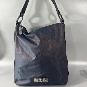 Moschino Blue Nylon with Leather Hobo Bag